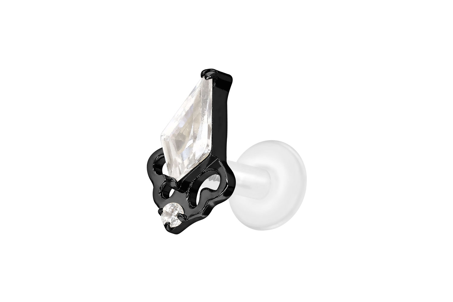 PTFE Labret Piercing mit Innengewinde + Titan-Aufsatz KRISTALLSCHILD
